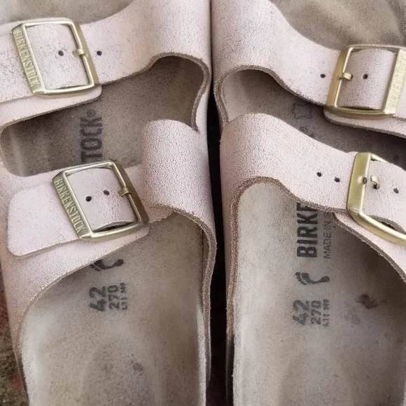 42 Birkenstock Shimmer Distress Rose Pink Slip On Sandal Birks Shoe Women 11 - Picture 11 of 14